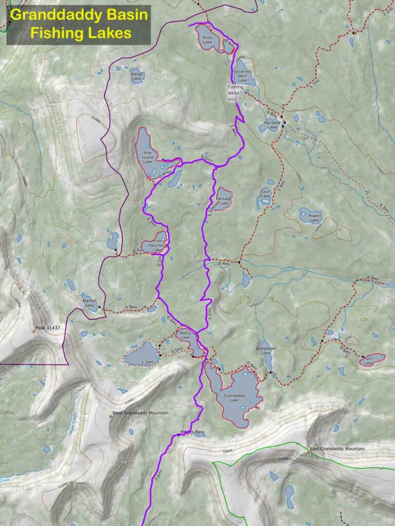 Grandview Trail to fishing Granddaddy Lakes Basin